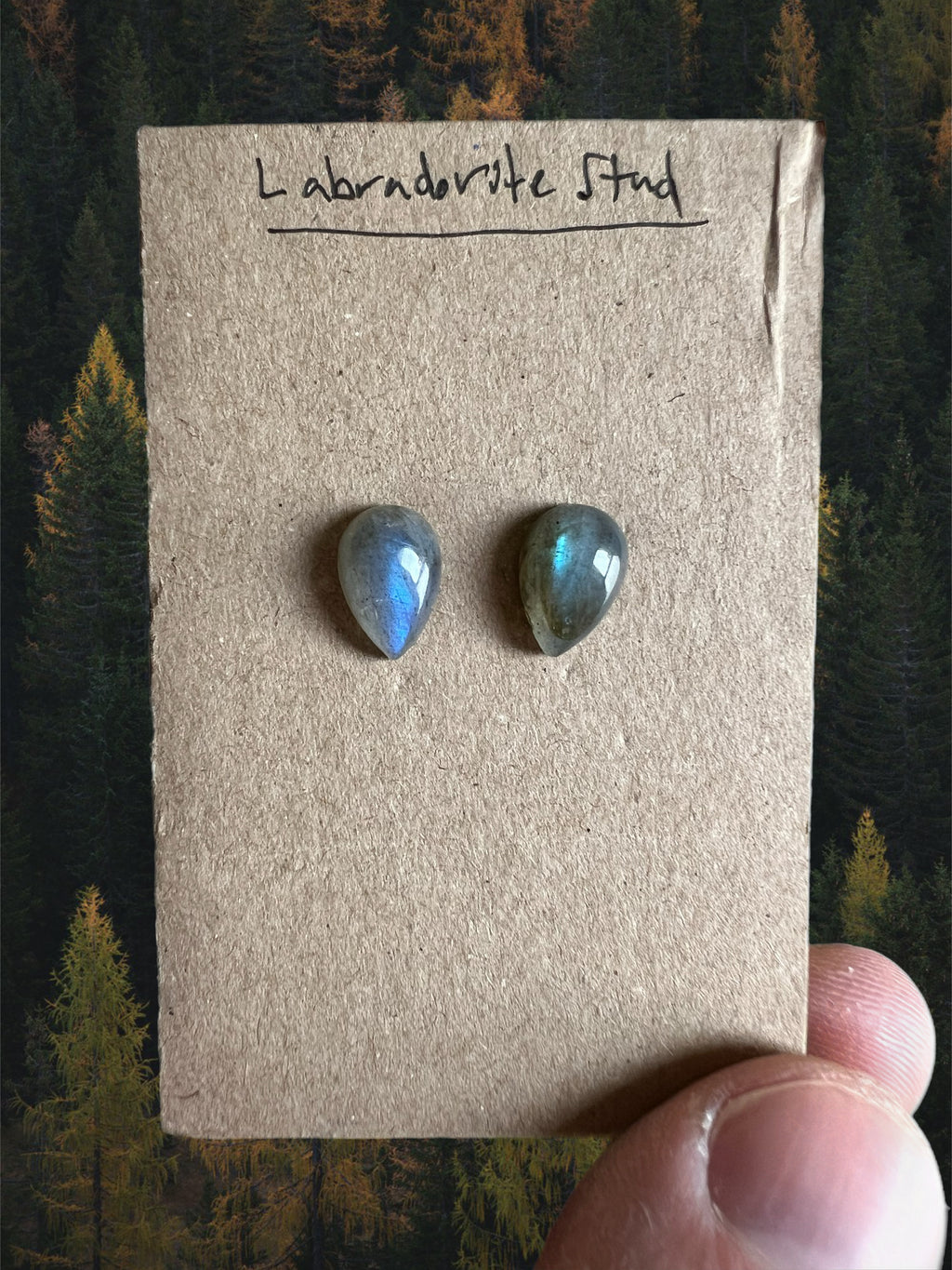 Labradorite teardrop studs