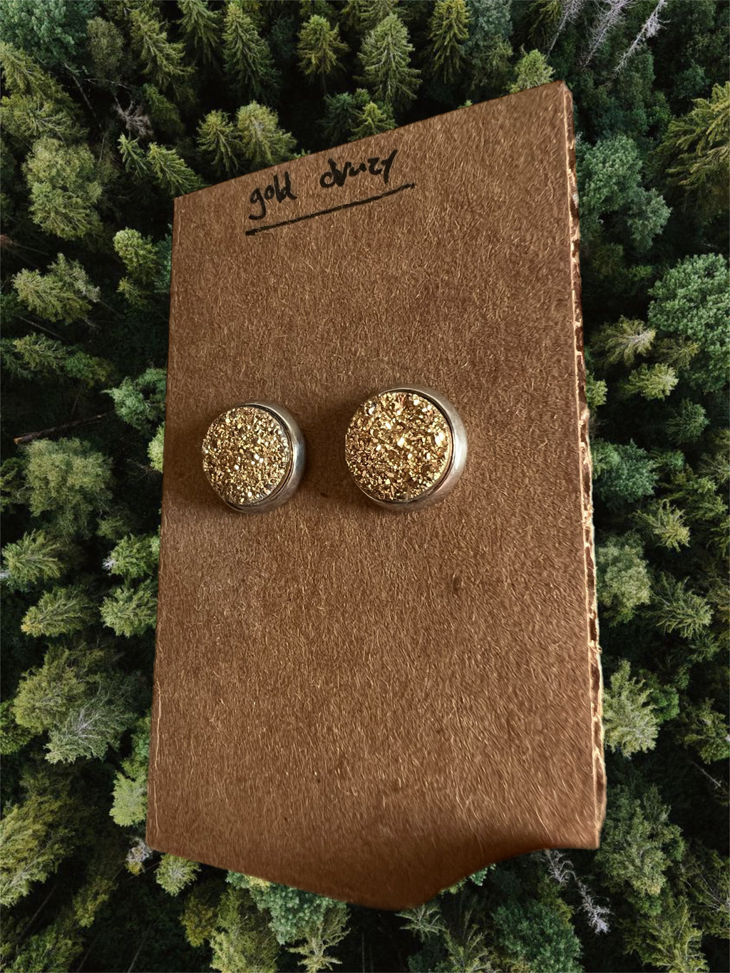 Gold druzy studs