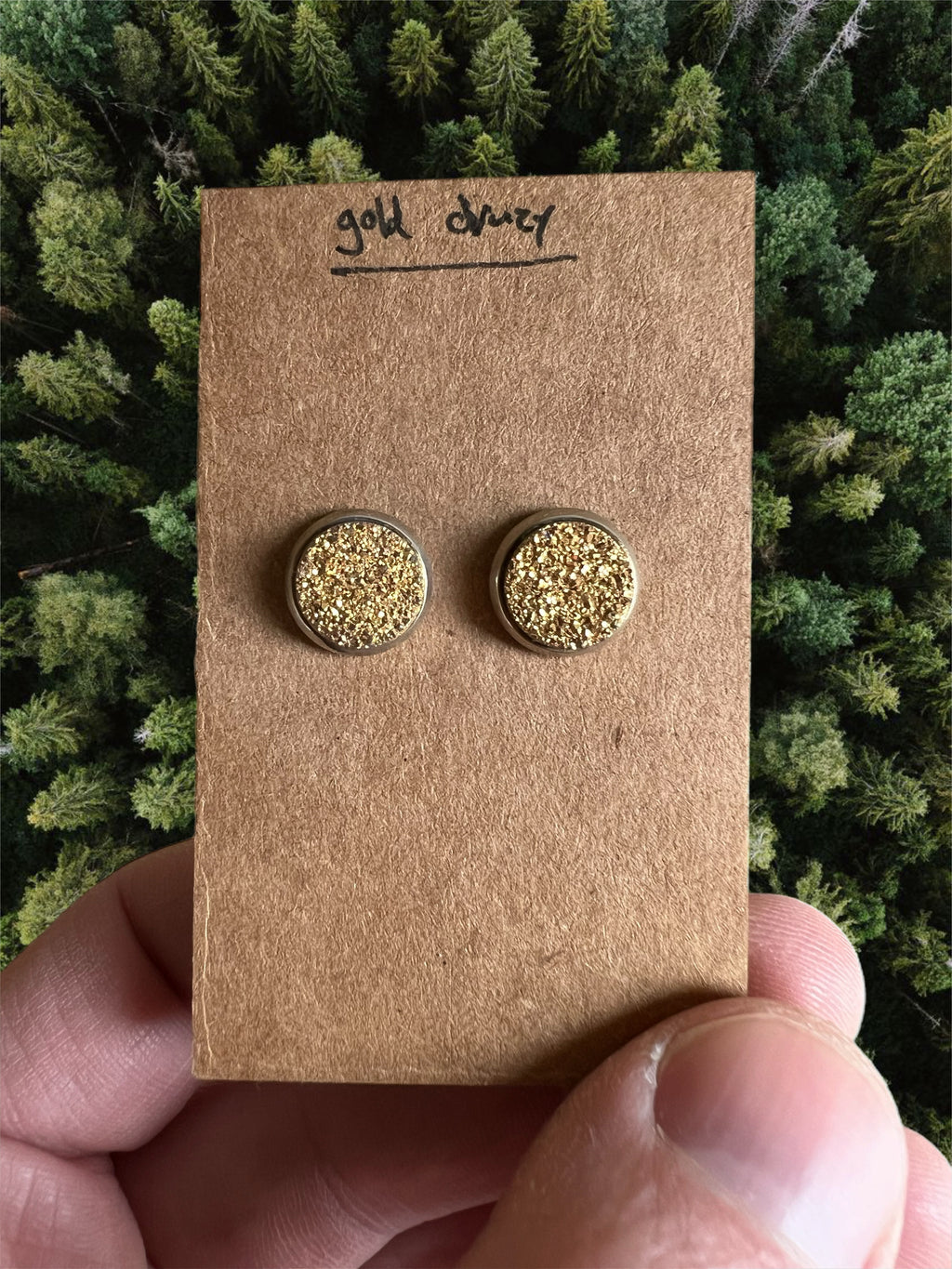 Gold druzy studs