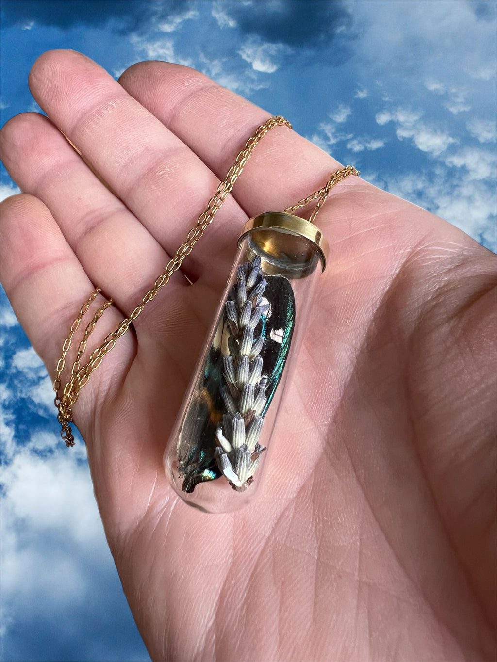 Butterfly/ lavender necklace