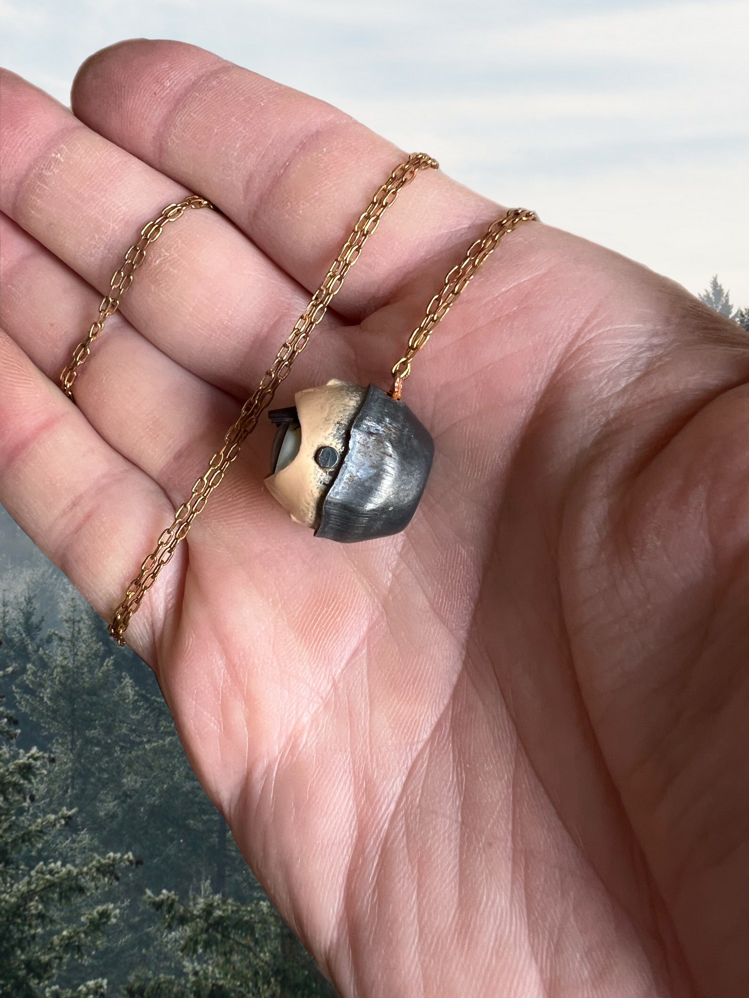 Vintage doll eye necklace