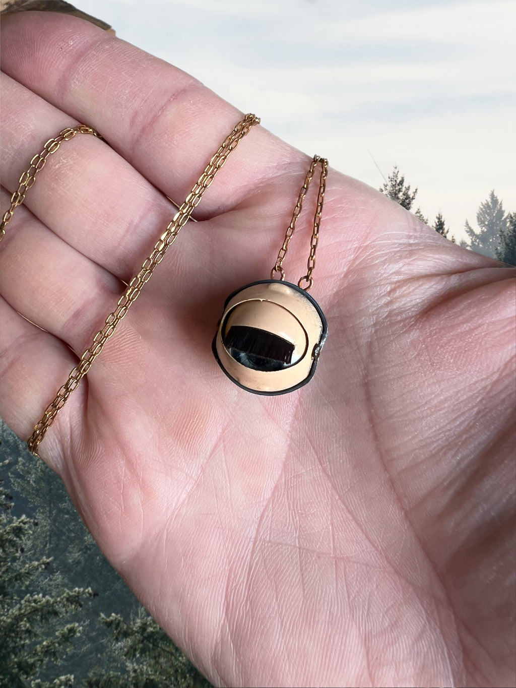 Vintage doll eye necklace