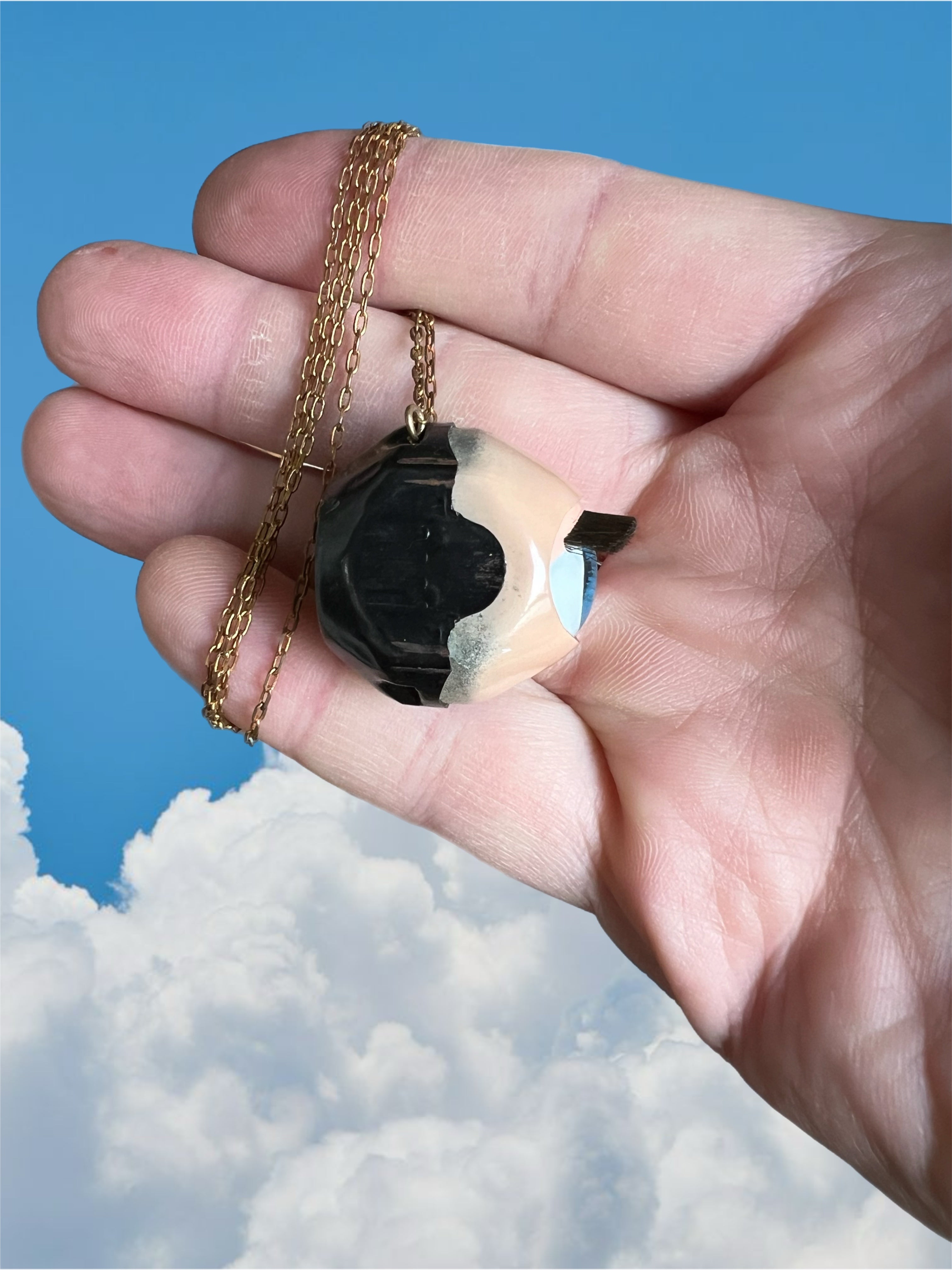 Large sleepy doll eye necklace