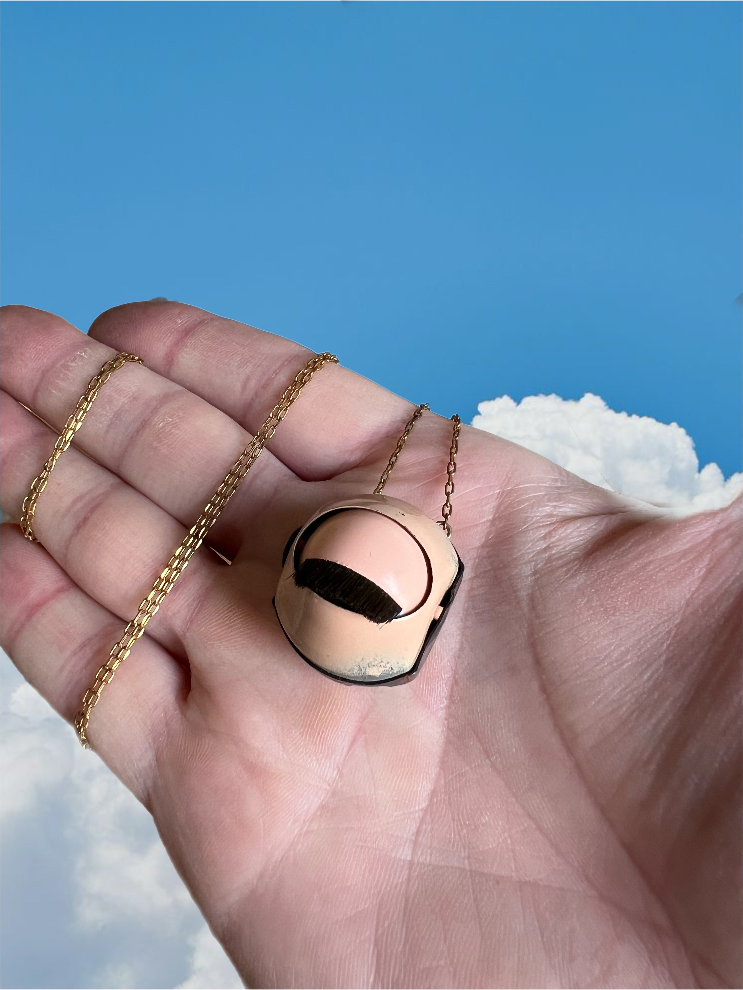 Large sleepy doll eye necklace