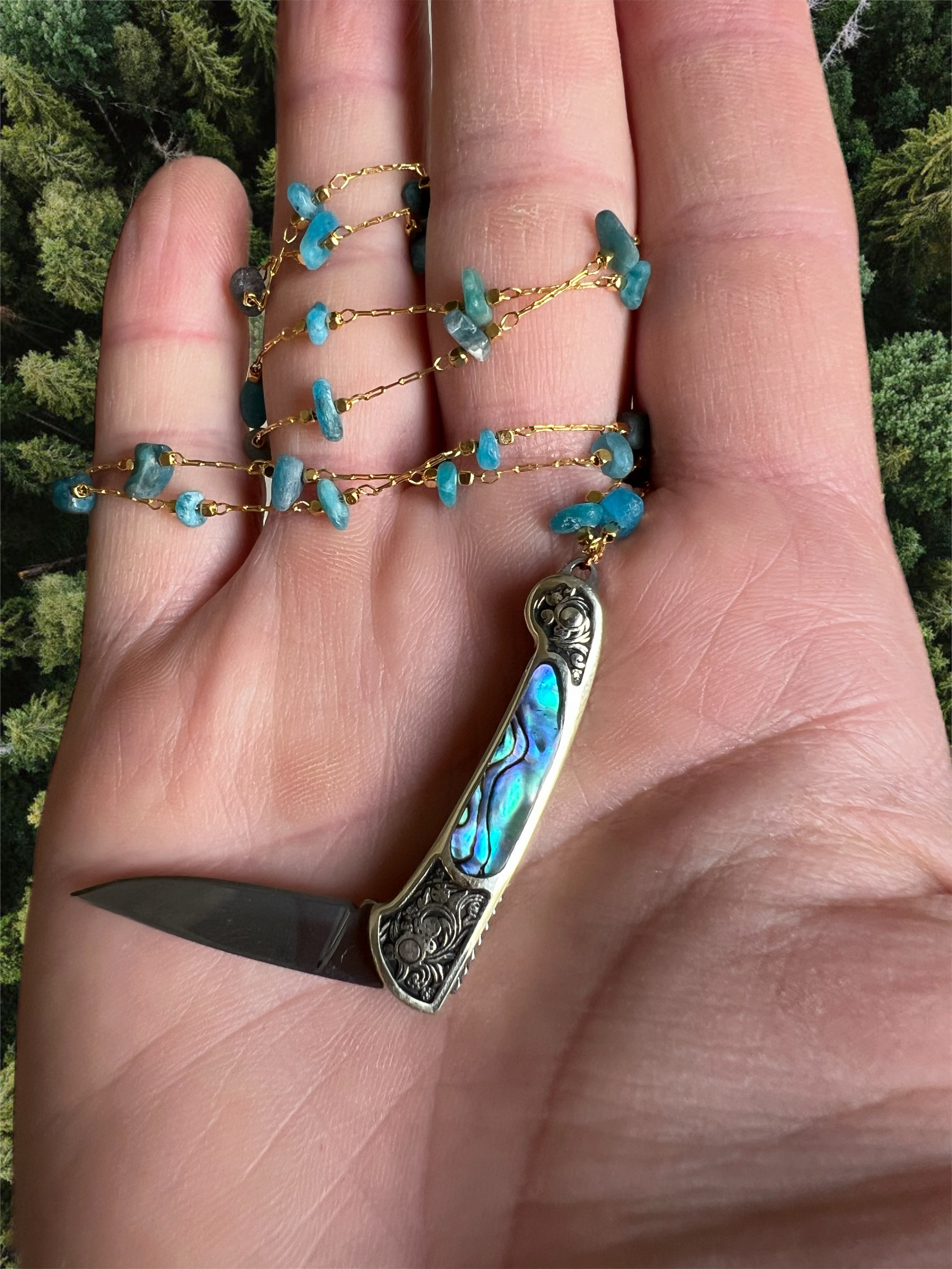 Abalone shell knife necklace