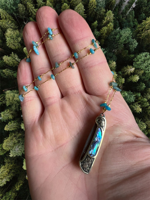 Abalone shell knife necklace