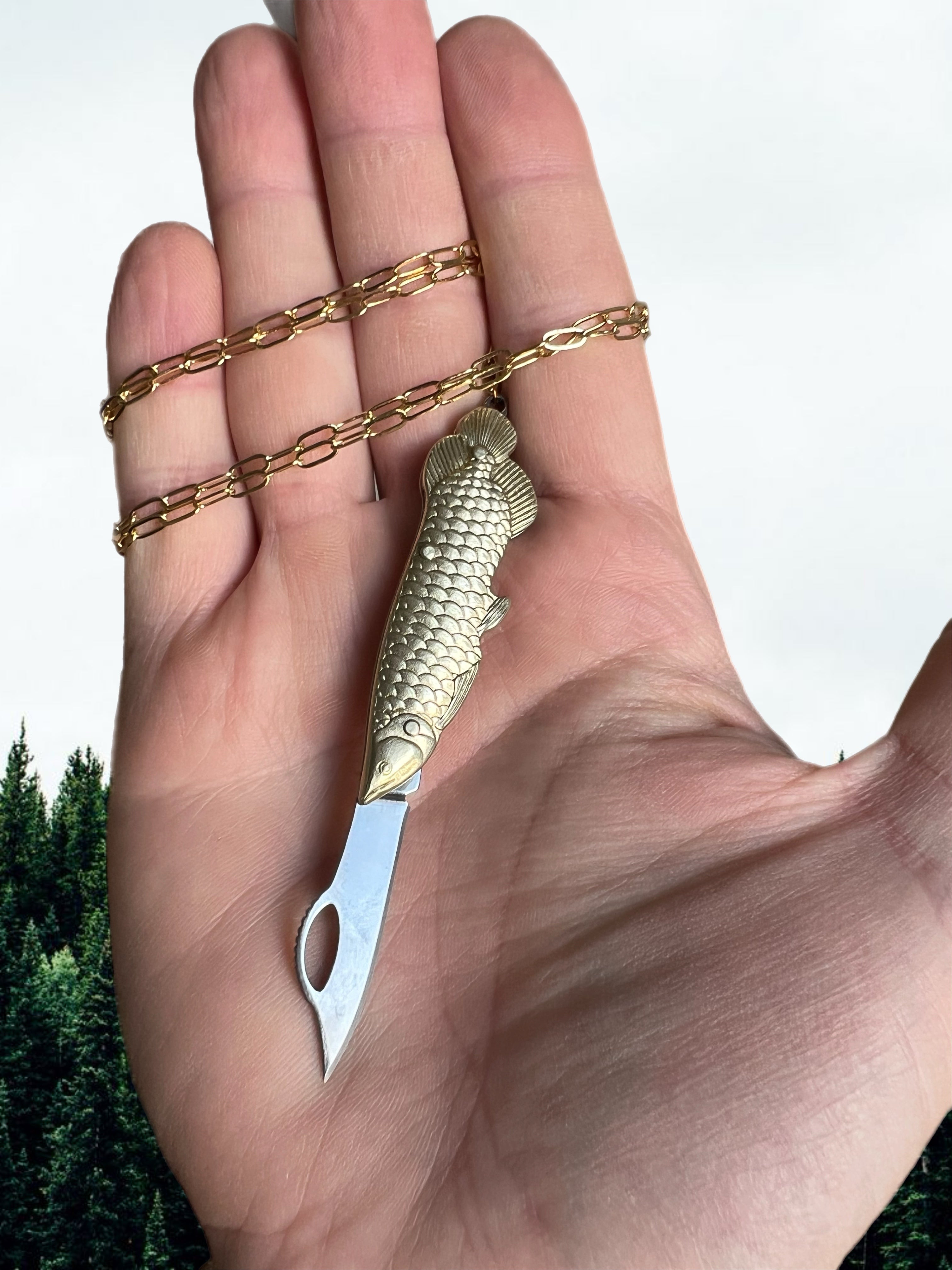 Fish knife necklace