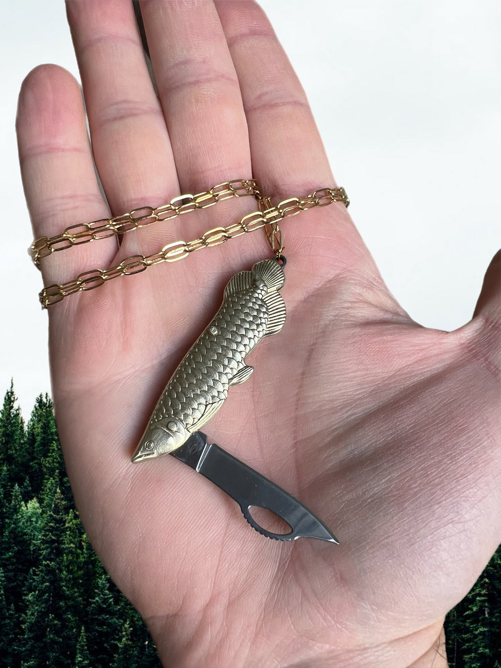 Fish knife necklace
