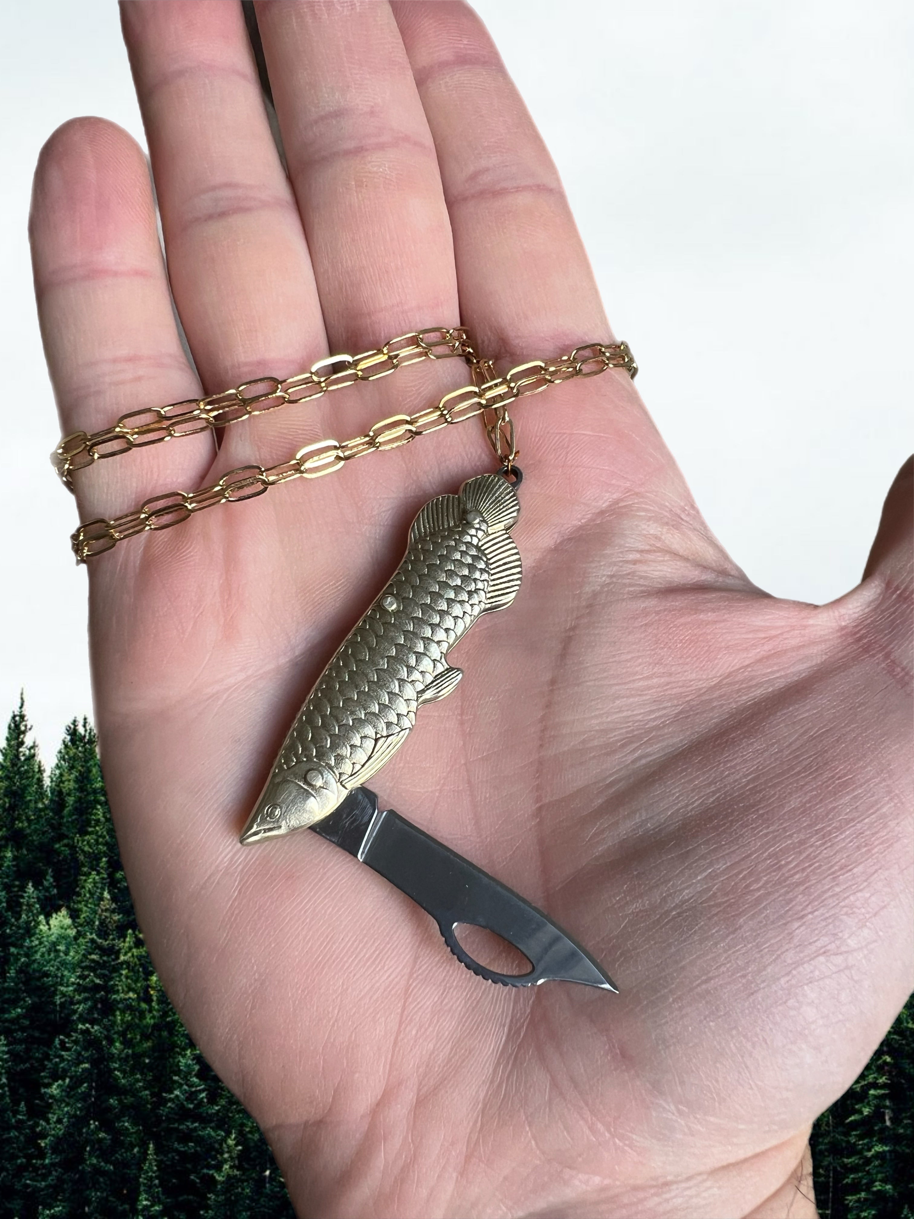 Fish knife necklace