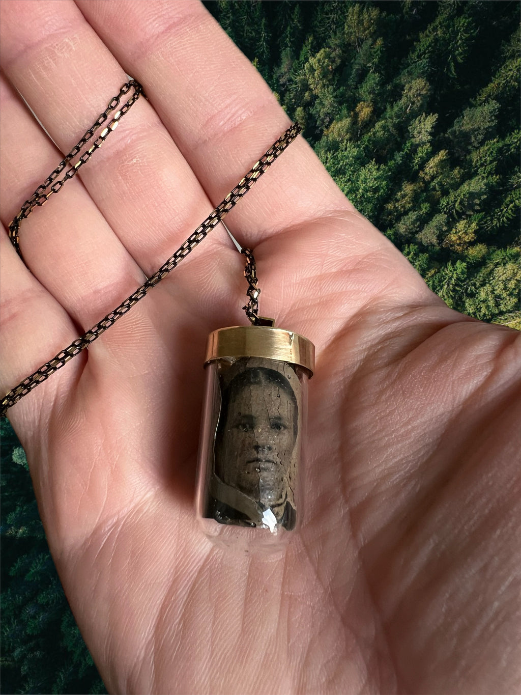 Tintype photo necklace