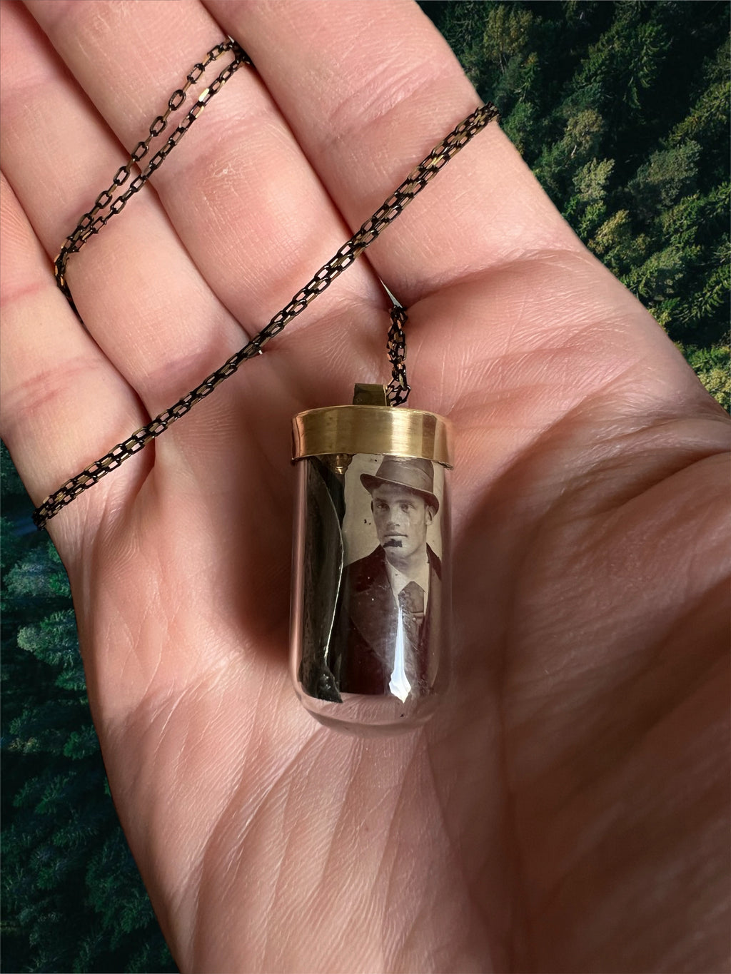 Tintype photo necklace