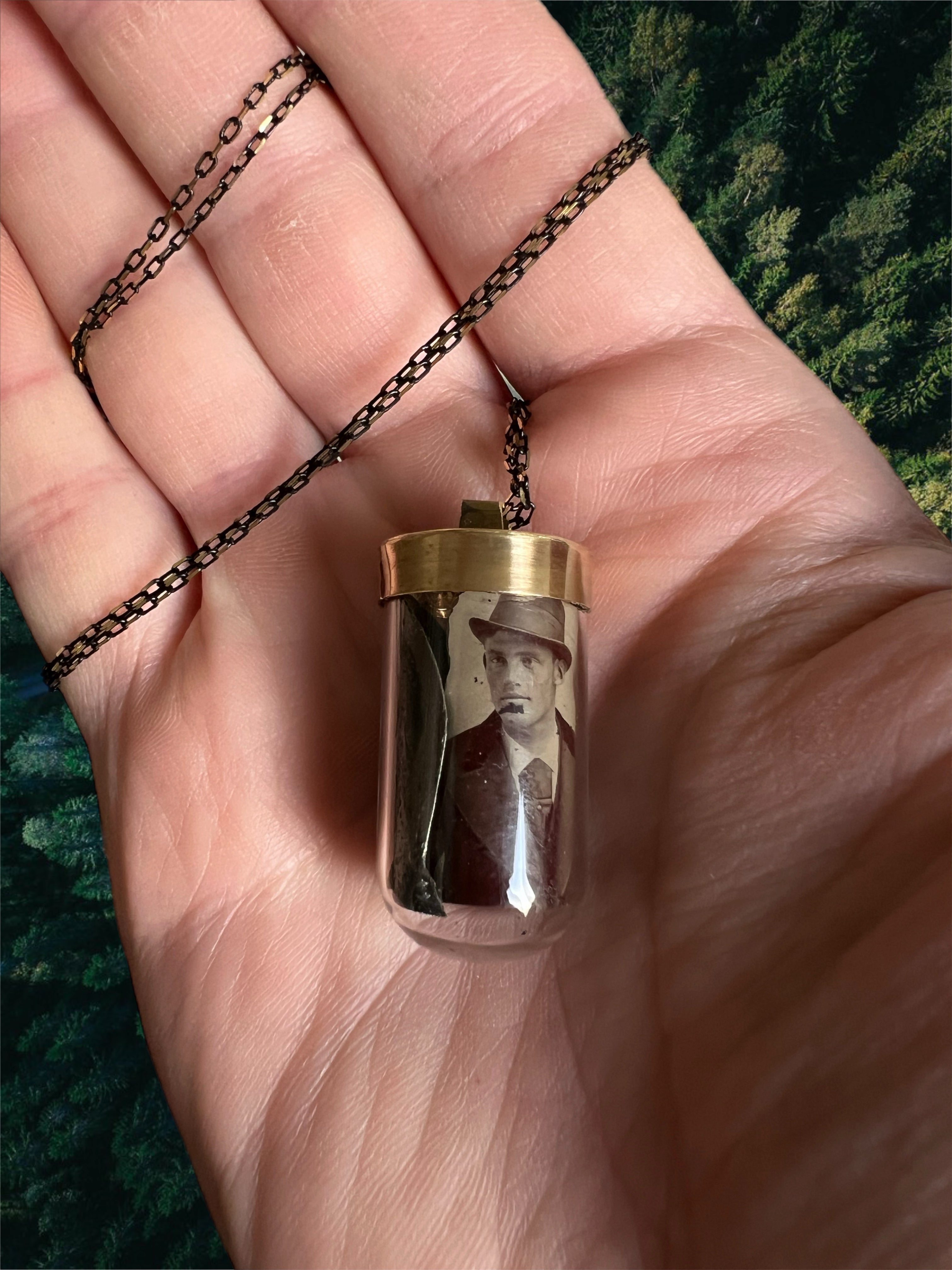Tintype photo necklace