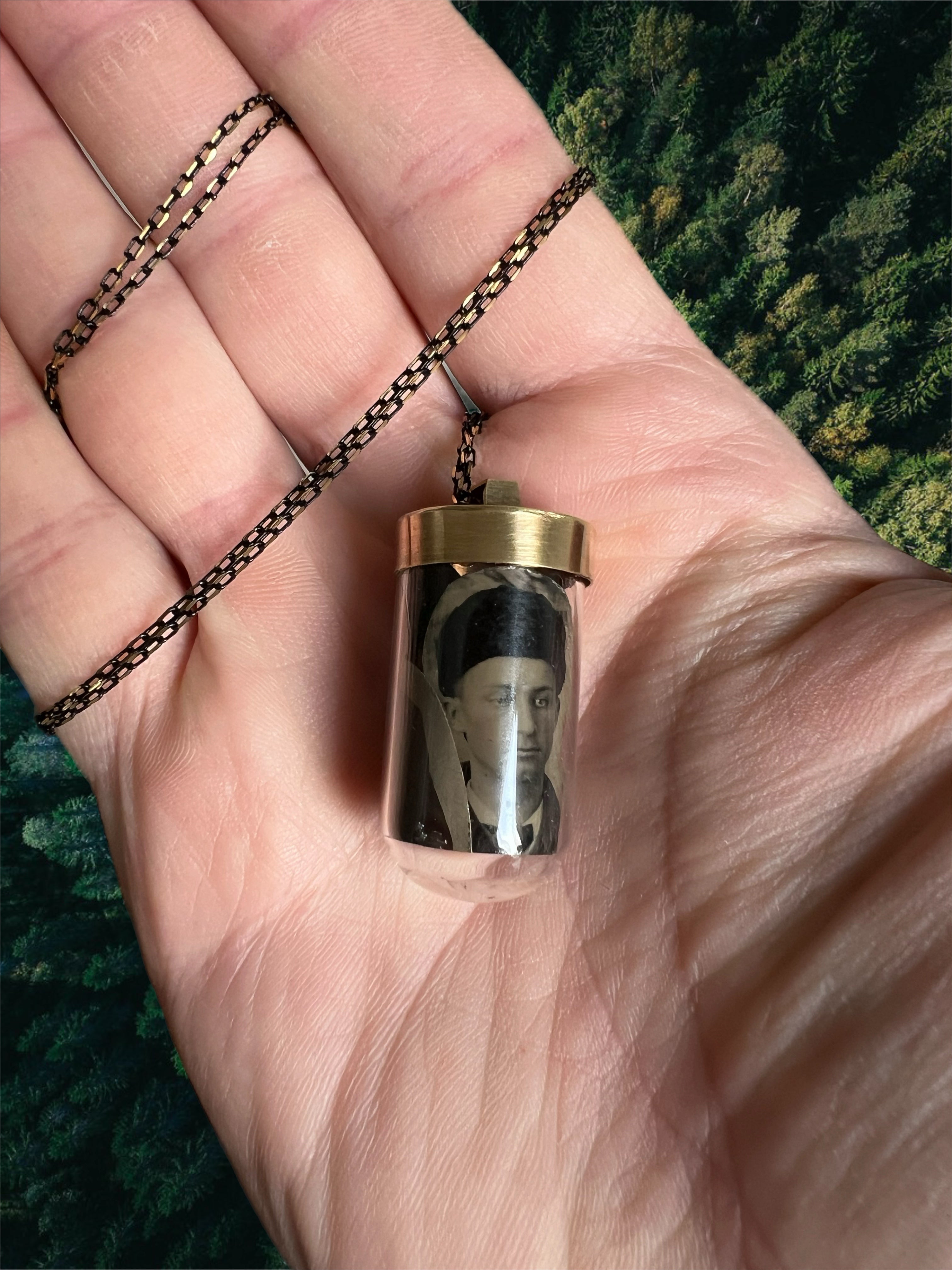 Tintype photo necklace