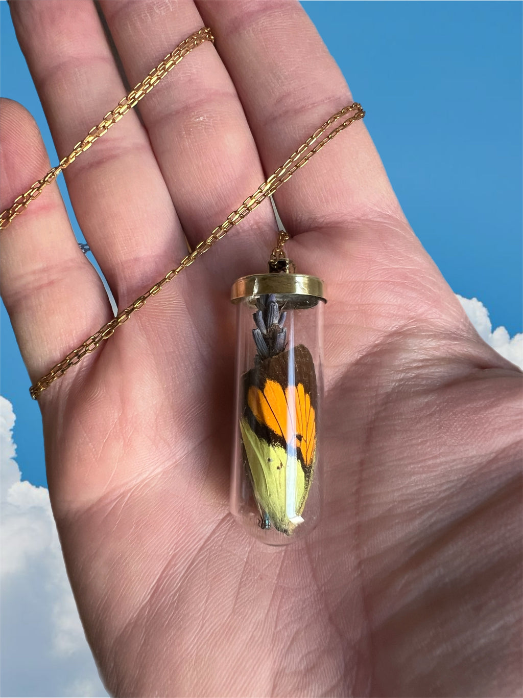 Butterfly/ lavender necklace