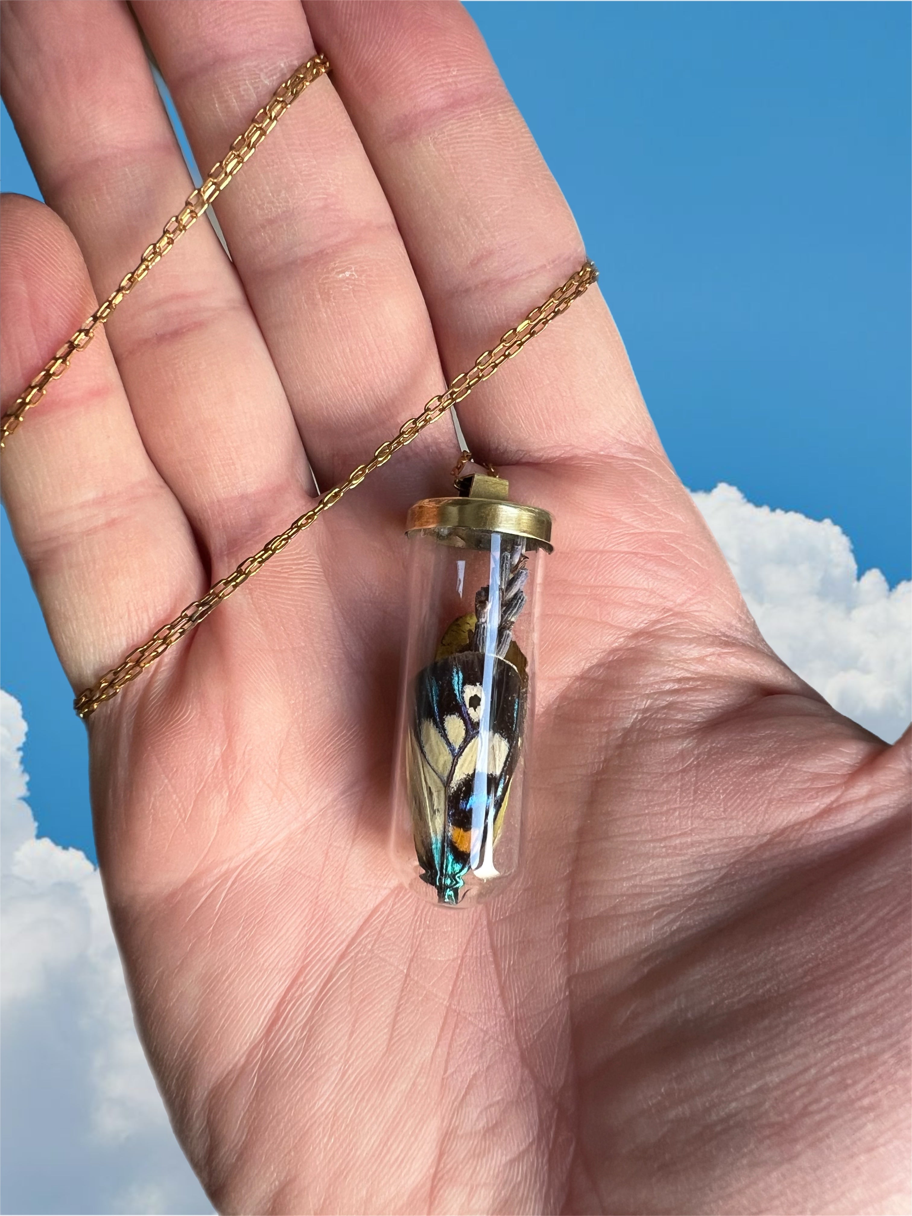 Butterfly/ lavender necklace