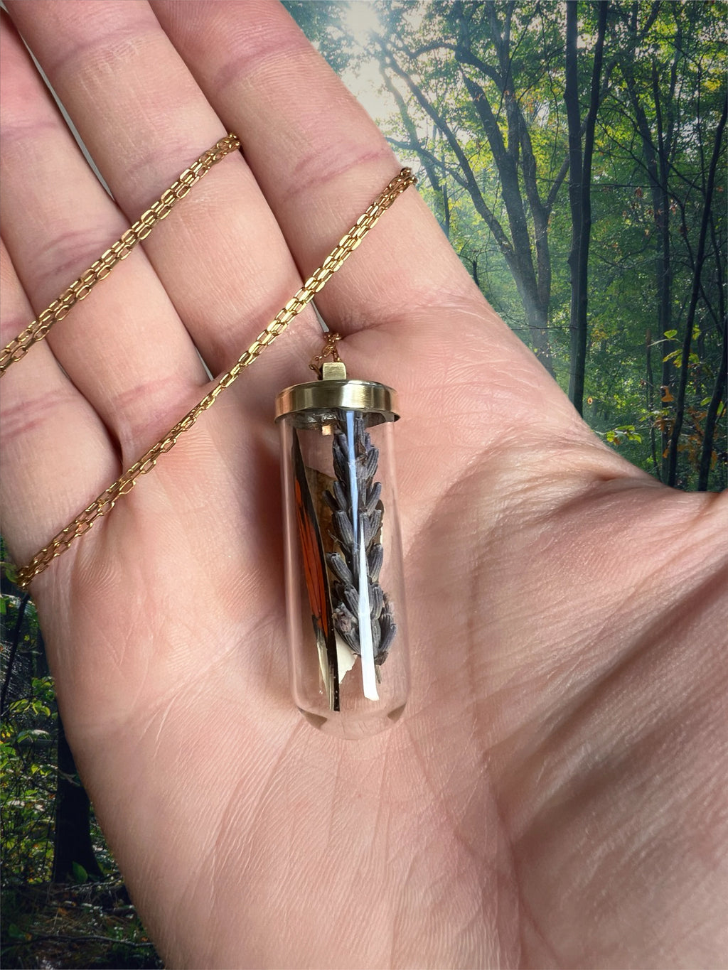 Butterfly/ lavender necklace