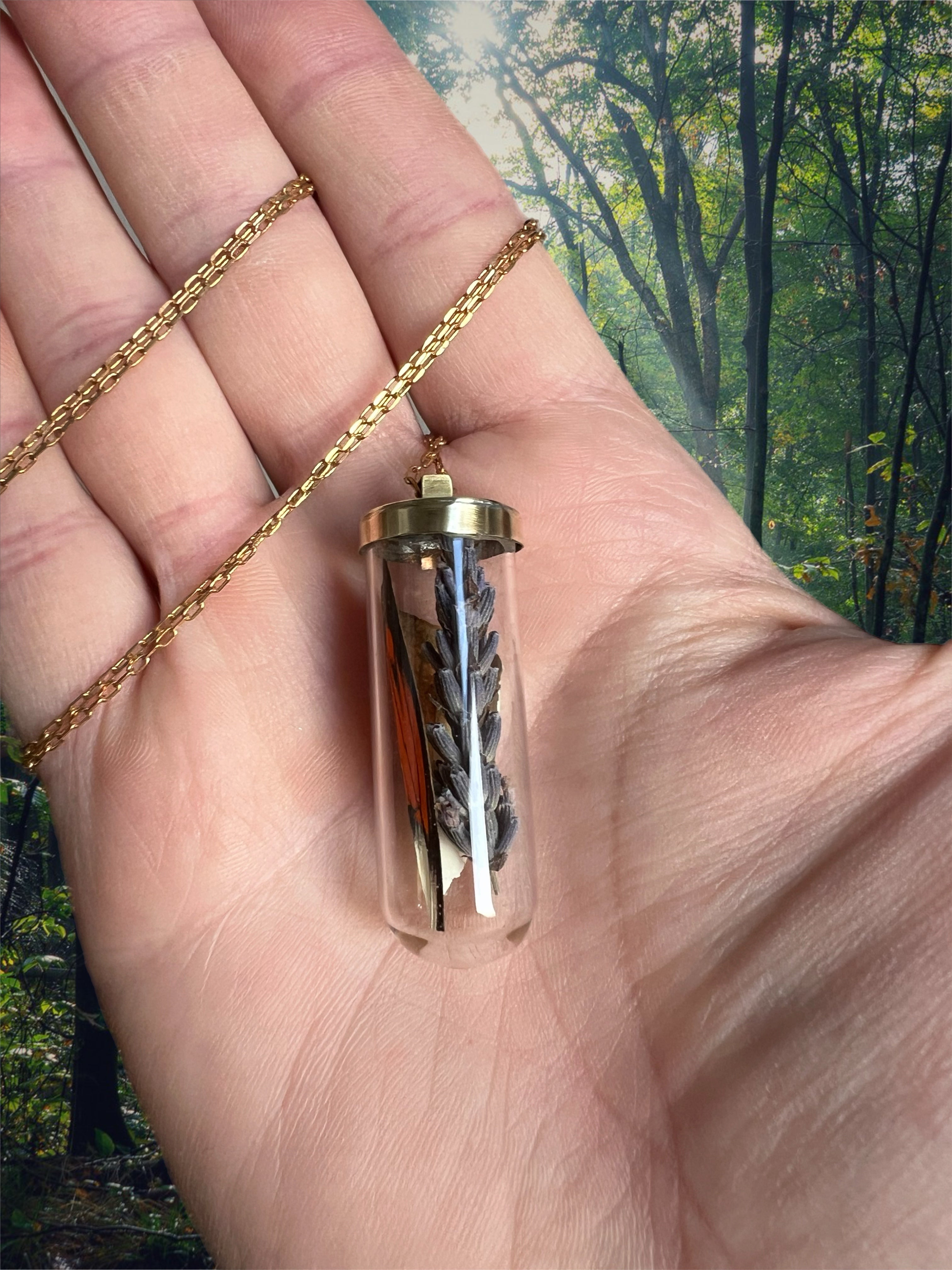 Butterfly/ lavender necklace